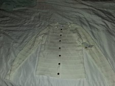 Time & Tru Sweater Women’s Puckered Stitch Cardigan - Creamy White - XS (0-2) picture
