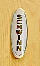 Schwinn Bike, Vintage Style, Chrome Head Badge, Black, White, Chrome, Curved NEW picture
