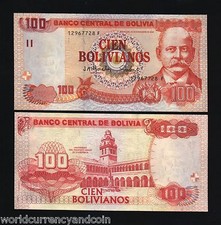 BOLIVIA 100 BOLIVIANOS P-226 2001 F SERIES UNIVERSITY UNC LATINO MONEY BANK NOTE picture