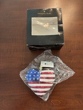 Vtg Christopher Radko Braveheart Flag Heart  Ornament 25th 9/11 New Sealed Box picture