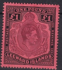 Leeward Islands Stamps 1945 £1 Brown purple & blk/slmn June 44 SG114b MNH CV £45 picture