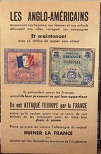 France 1944 WWII Propaganda Leaflet Allied 5 Francs Vichy 5 Francs Allied Note picture