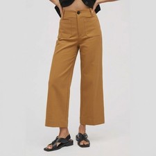 Anthropologie Maeve The Colette Knit Cropped Wide Leg Pants Beige Size 23 picture