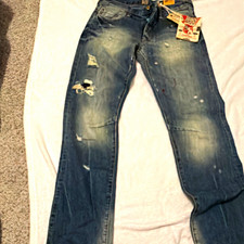 PRPS Men’s Blue Denim Jeans Medium Wash Bootcut Regular Fit Button Fly picture