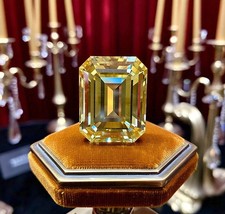 Premium 10.00 Ct Emerald Cut Loose Lab-Grown CVD Yellow Diamond VVS1 Certified picture