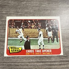 1965 Topps Baseball #132 World Series Game #1 (Cards take Opener) NM/MT + CLEAN picture