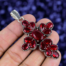 Mozambique Garnet Gemstone Handmade 925 Sterling Silver Jewelry Pendant 2.30
