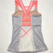 lululemon ready, set, sweat tank top double dot white coral criss cross coral picture