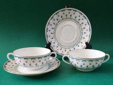 CERALENE/ RAYNAUD “LAFAYETTE” SET OF 2 CREAM SOUP BOWLS AND SAUCERS- FRANCE picture