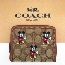 DISNEY x COACH Small Zip Around Wallet Signature Jacquard Mickey CN035 outlet picture