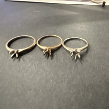 Lot of 3 Vintage 14K Gold Ring Settings - 1930s-1950s Solitaire Semi-Mount Repai picture
