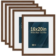 VCK 16x20 Picture Frame 5 Pack - Brown, High-End Wood Poster Frames with Temp... picture