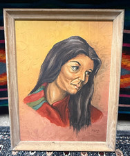 VTG 1977 Woman's Portrait Oil Painting Framed Signed 