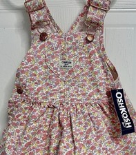 NWT Oshkosh B'gosh Sz 3MOS Overall Fall Dress Floral Pinafore Vestbak MSRP $42 picture