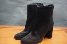 Vince Elora Lugged Booties Women 8 US Black Suede Boots Ankle Zip Block Heel picture