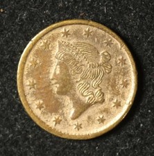 USA 1854 1 Dollar Contemporary Forgery - Liberty Head - NOT GOLD picture