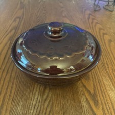 Vintage Marcrest Brown Daisy Dot Stoneware Oven Proof  8.5