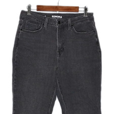 Sonoma womens straight jeans size 8 stretch high rise charcoal wash gray solid picture