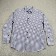 Johnnie-O Shirt Mens Medium Gulf Blue JMWL 4680 Long Sleeve Button Front Cotton picture
