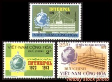 SOUTH VIETNAM 1973 INTERPOL 50 Anni. 451-453, 50 Năm Cảnh Sát Quốc Tế MNH picture