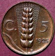 Italy   1925  5 centesimi , Wheat ear- Foreign Coin    19.8mm picture