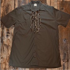Garcon Garcon Garcon Vintage Japanese Ruffle Shirt Mens Large Black 70's 80s picture