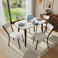 Modern 5-Piece Dining Table Set for 4-6 with Trapezoid Chairs, MDF, Space-Saving picture