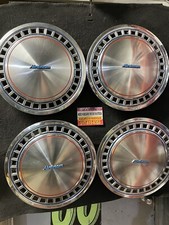 Airstream 15” Set 4 Hubcaps Used 1958-84 Red, Blue /black Accent EmblemStainless picture