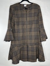 Cabi New Flounce Jacket #3902 Tan Brown Navy Tartan Plaid Size S Fall Classic picture
