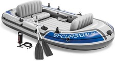 Intex Excursion 4-Person Inflatable Fishing Boat River Raft Set with Oars picture