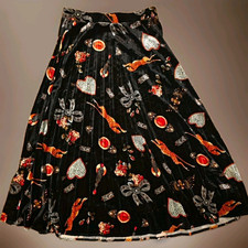 Maeve by Anthropologie Black Pleated Midi Skirt Floral Heart Print Size S picture