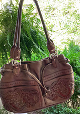 Brighton Brown Leather Purse Lolita Masterpiece Collection  Appliqué Dustbag EUC picture