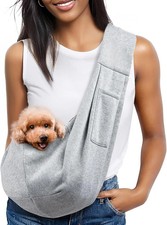 Gray Small Dog Chest Backpack 3-10 Portable Classic Pocket Pet Carrier with Shou picture