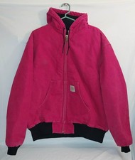 1990s Carhartt Red Quilt Lined Hooded Zip Up Jacket 2XL picture