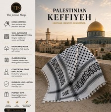 Authentic Palestinian Keffiyeh Handmade 100% Cotton Scarf Traditional Shawl TJS picture