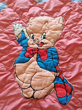 Vintage Porky Pig Throw Blanket Pink Blue Unique Handmade Warner Bros OOAK picture