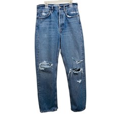Agolde Jeans Women's Blue 90s Denim High Rise Straight Leg Distressed A069B-1206 picture