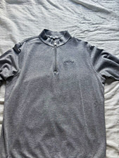 Sea Island  Peter Millar Gray Cotton Knit 1/4 Zip Sea Island Logo Sweatshirt L picture