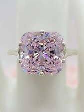 2.00Ct Lab Created Cushion Cut Pink Diamond Solitaire Ring 14K White Gold Plated picture