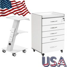 Mobile Dental 3-Layer Trolley Cart/5 Drawers Cabinet Acrylic Wooden Rolling Cart picture
