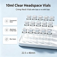 100/500/1000pcs 10ml Clear Glass Vials Headspace Sample Vials 20mm Crimp Top Cap picture