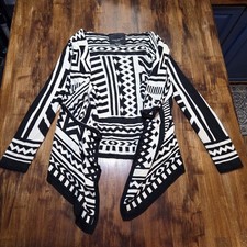 Akira Chicago BlackLabel Southwestern Open Front waterfall sweater cardigan SZ S picture