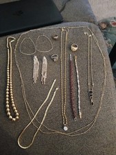 Large jewelry lot  12 piece, Necklaces, bracelets, rings, earrings untested picture