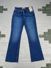 Madewell Kick Out Jeans Womens 25 Blue Denim Cotton Stretch Frayed Hem 26x27 New picture