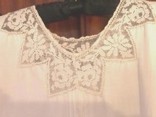 Antique filet lace French chemise de nuit, sz M/L, Edwardian, superb condition picture