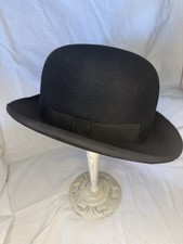Vintage 1950s Adam ‘The Regis’ Black Fur Felt Bowler Derby Hat Size 7 1/2 w/ Box picture
