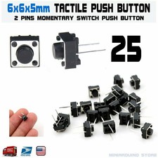 25Pcs 6x6x5mm 2 Pin PCB Momentary Tactile Tact Push Button Switch DIP Micro picture