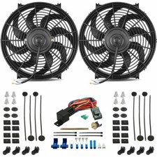 DUAL 14-15 INCH 130W ELECTRIC FAN RADIATOR PUSHIN PROBE 180F THERMOSTAT WIRE KIT picture
