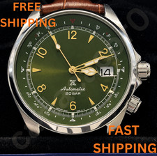 Custom Seiko Mod Alpinist Men's 40mm Automatic Mechanical Watch Green Dial Free* picture