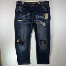 Vtg Pepe 73 Jeans London Y2K Denim Patchwork Jeans Sz Mens 40x34 RN97628 picture